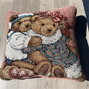 Riverdale Decorative Products Vintage Tapestry Throw Pillow Teddy Bears 1990s